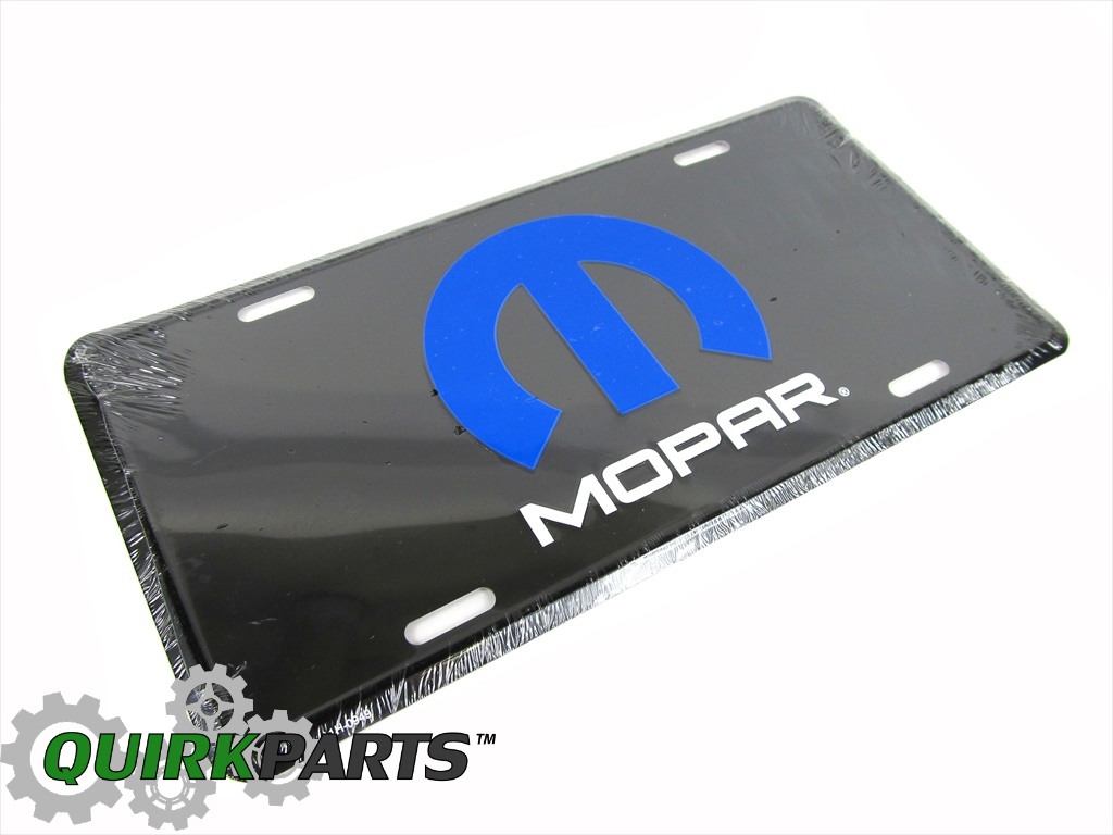 Black Mopar License Plate With Blue Mopar Logo Oem Brand New Genuine 