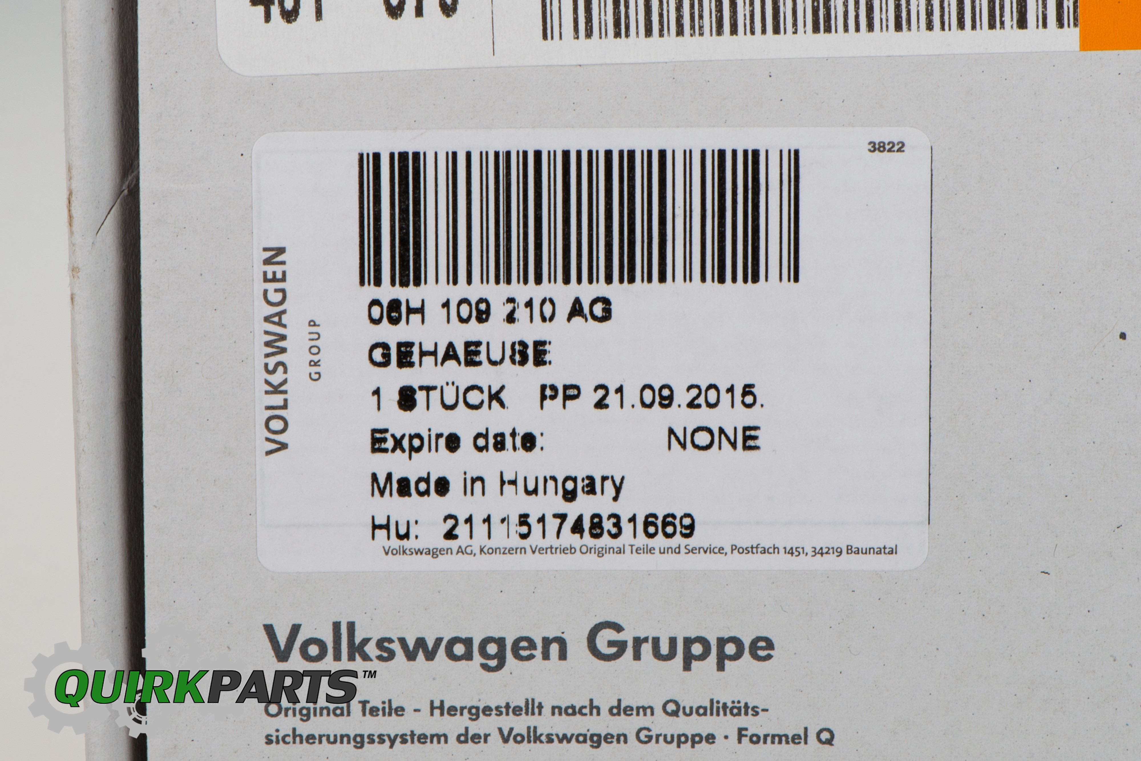 VW Volkswagen 2.0 TSI Lower Timing Cover OEM GENUINE 06H109210AG Beetle ...