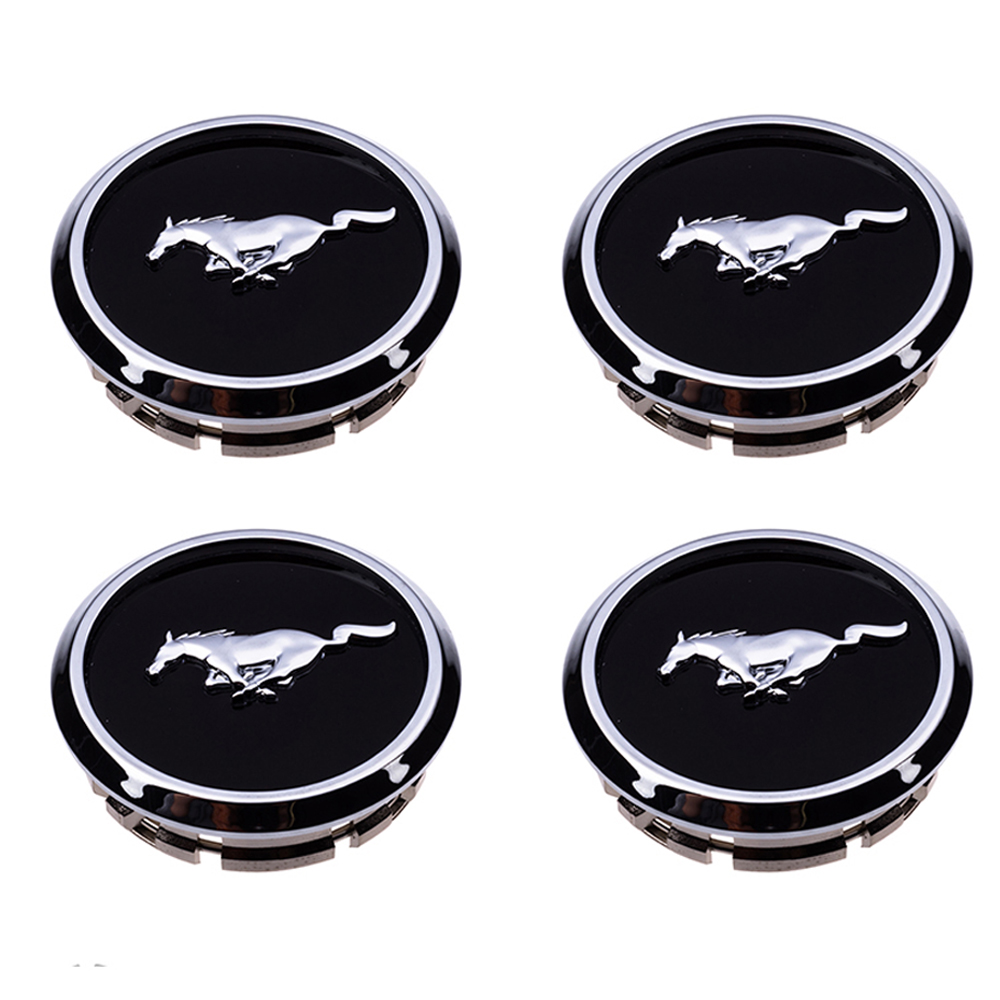 2005-2014 Ford Mustang Wheel Center Cap Covers Black Chrome Pony Emblem ...