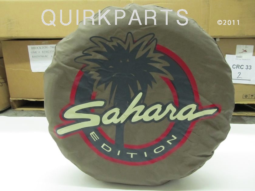 1997 2006 Jeep Wrangler TJ Sahara 30" Spare Tire Cover Tan w Sahara Logo